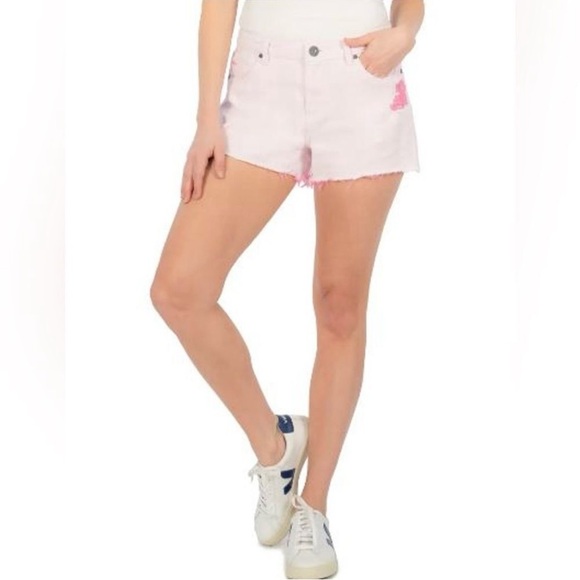 NWOT KUT From The Cloth Pink Frayed Distress Jean Shorts Sz 6